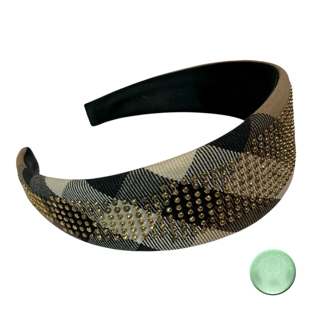 Burberry Women’s Headband – Classic Check with Gold Studs